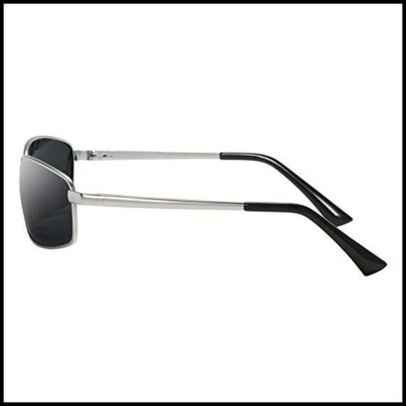 Wrap Polarized Sunglasses Rectangular Metal Frame Classic Style Large Fit main image 7